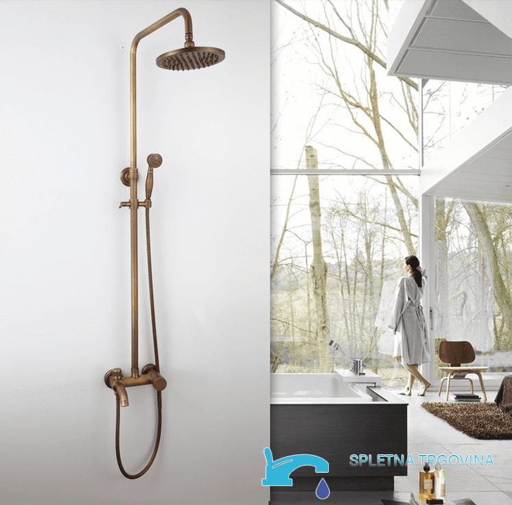 Aufputz-Duschsystem EYN BTA1513 mit schwenkbarem Auslauf in Bronzebraun oder Bronzegold