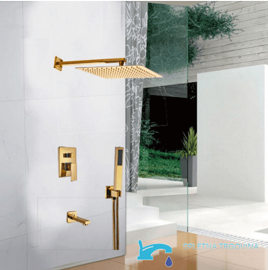 Unterputz-Duschsystem EYN PT34451 mit drei Ausgängen, LED und glänzendem Gold-Finish