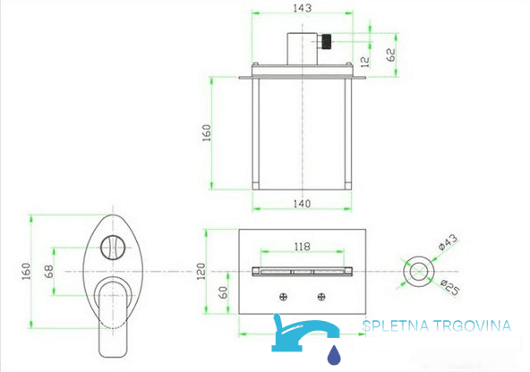Unterputz-Wannenarmatur EYN PSK7917 mit LED-Wasserfallauslauf, Ausziehbrause und mehreren Farbausführungen wie Chrom und Schwarz
