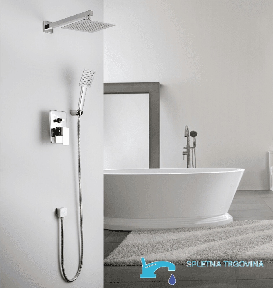 Unterputz-Duschsystem EYN PT94731 mit LED-Mehrstrahlbrause in Chrom und Silber