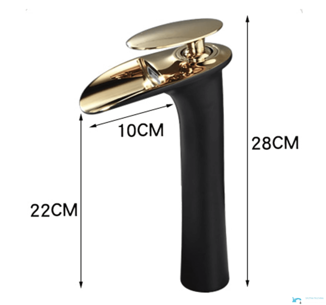 Aufputz-Duschsystem EYN BSH1235 mit Wasserfallauslauf in Weiß-Gold und Schwarz-Gold