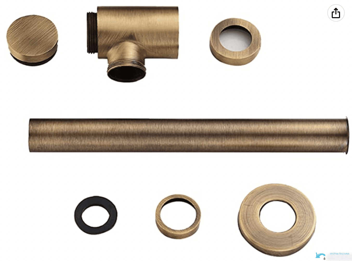 Pop-up-Siphon EYN SAQ1556 in Antikbronze, Antikmessing oder Antikmessing mit schwarzer Dichtung