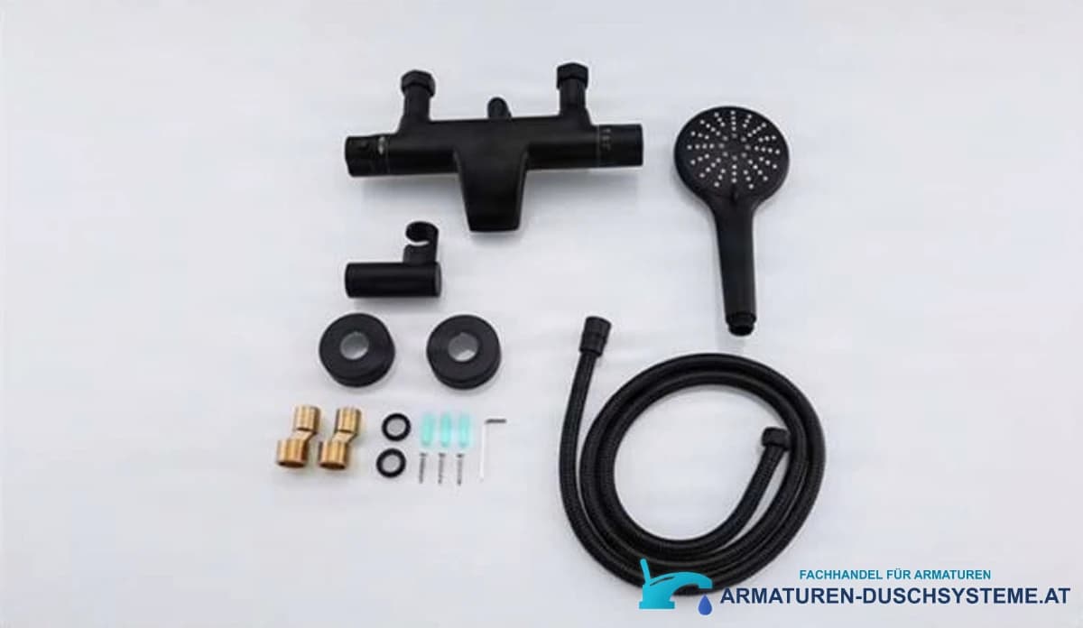 Schwarze Thermostat-Badewannenarmatur NTA1631 in mattem Schwarz