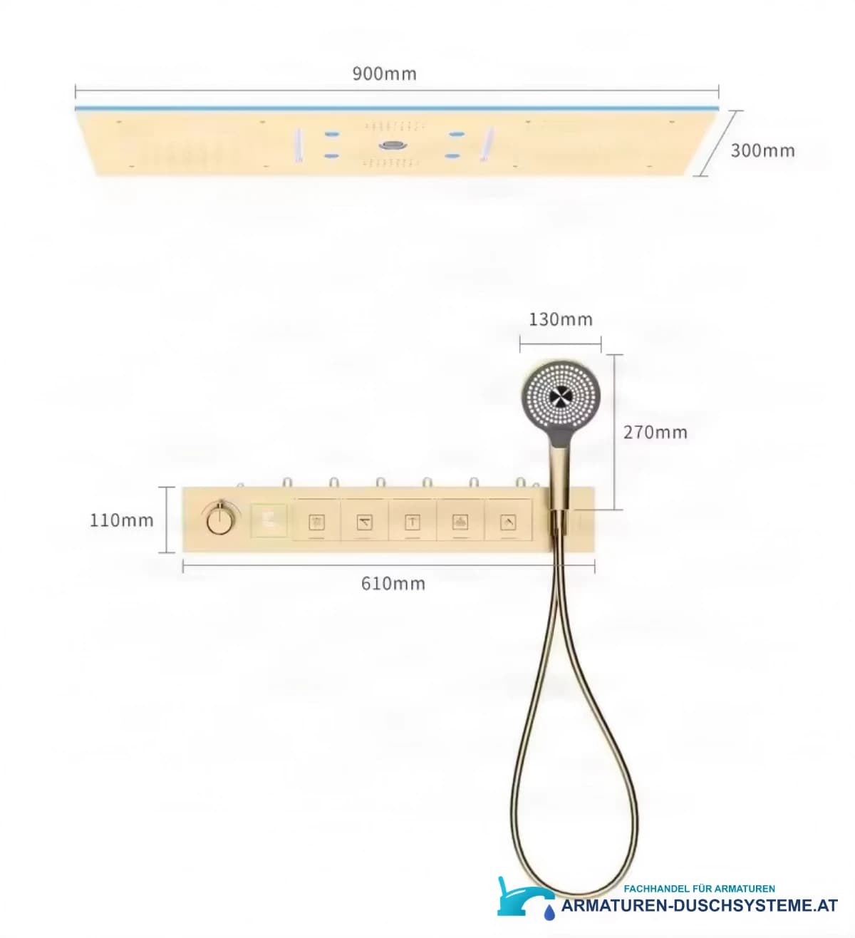 Unterputz-Duschsystem ELITE EDITION BCS1045 mit 6 Funktionen, Thermostat und LED in mehreren Farbausführungen