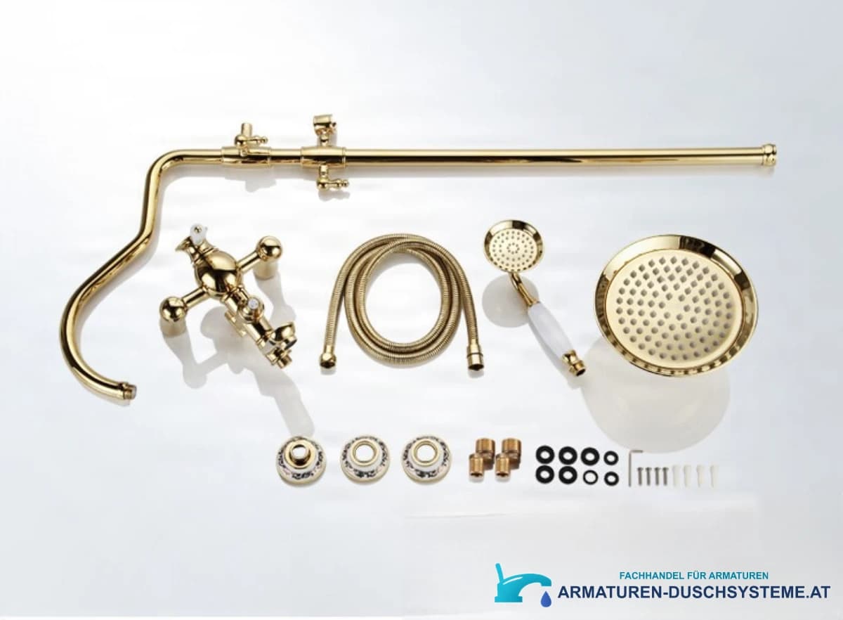Duschpaneel im klassischen Design woo-1872 in glänzendem Gold