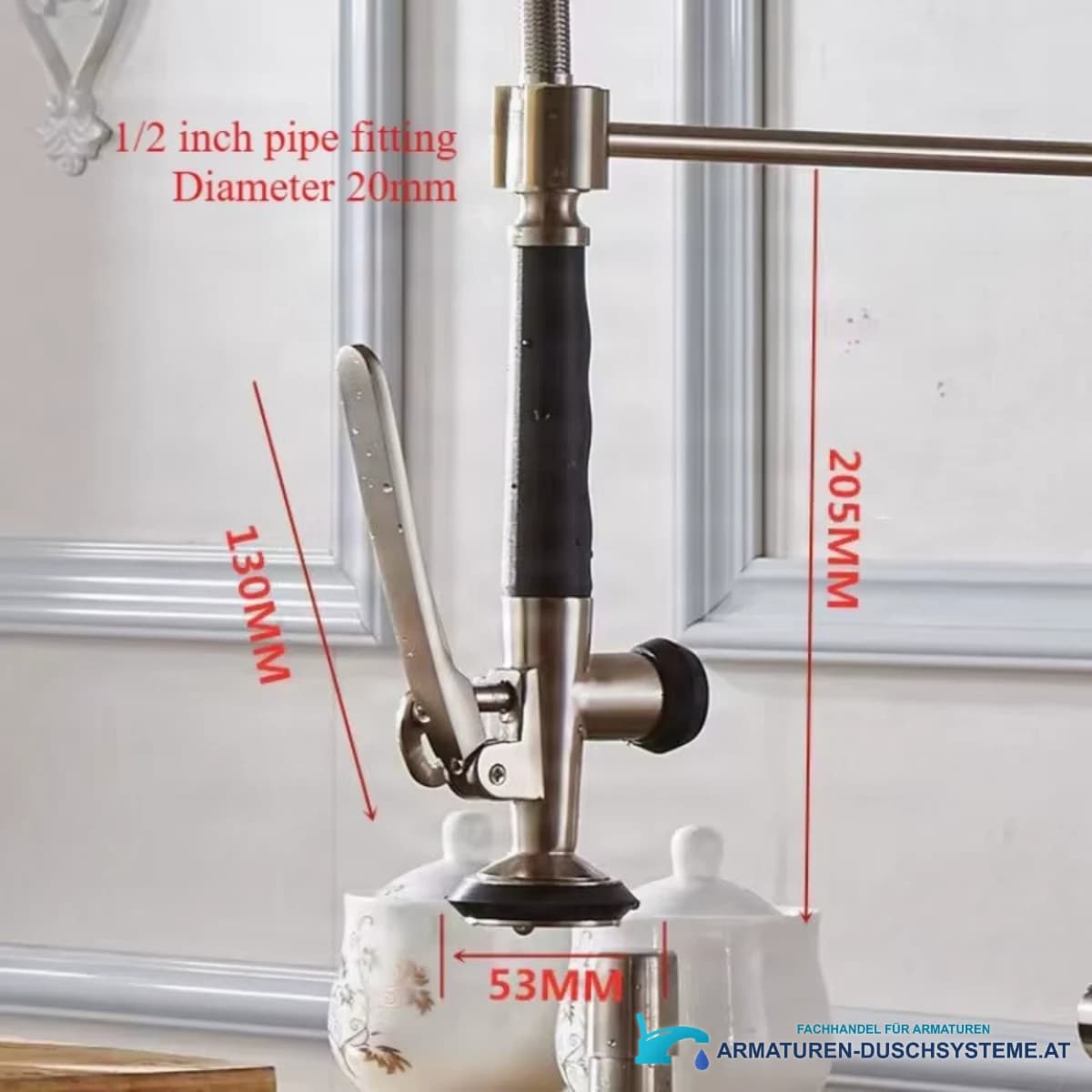 Spülbrause ELITE EDITION KFH1355: 205 mm, Hebel 130 mm und 1/2-Zoll-Anschluss