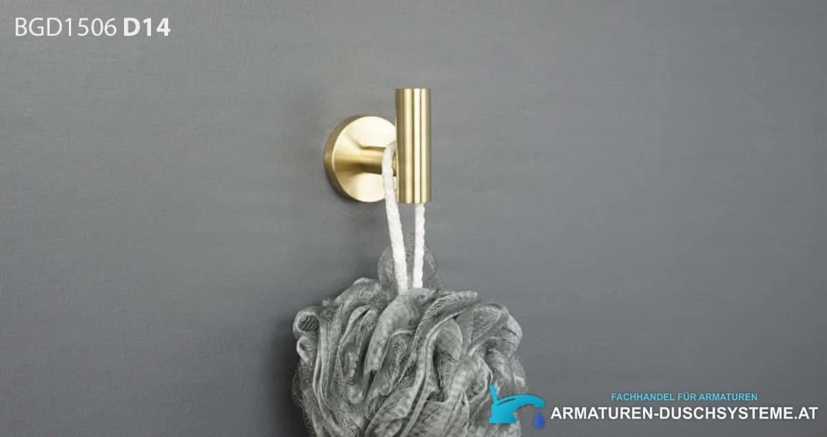 Badaccessoire BGD1506 mit senkrechtem Wandhaken in gebürstetem Gold