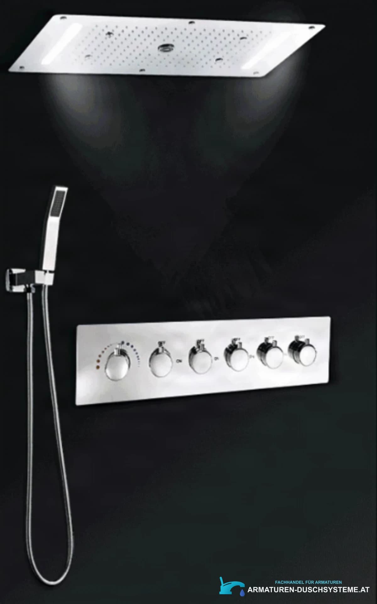 Unterputz-Duschsystem ELITE EDITION BCS1557 in Schwarz oder Mattschwarz mit LED, Wasserfall, Massagedüsen und Thermostat — Ansicht 28