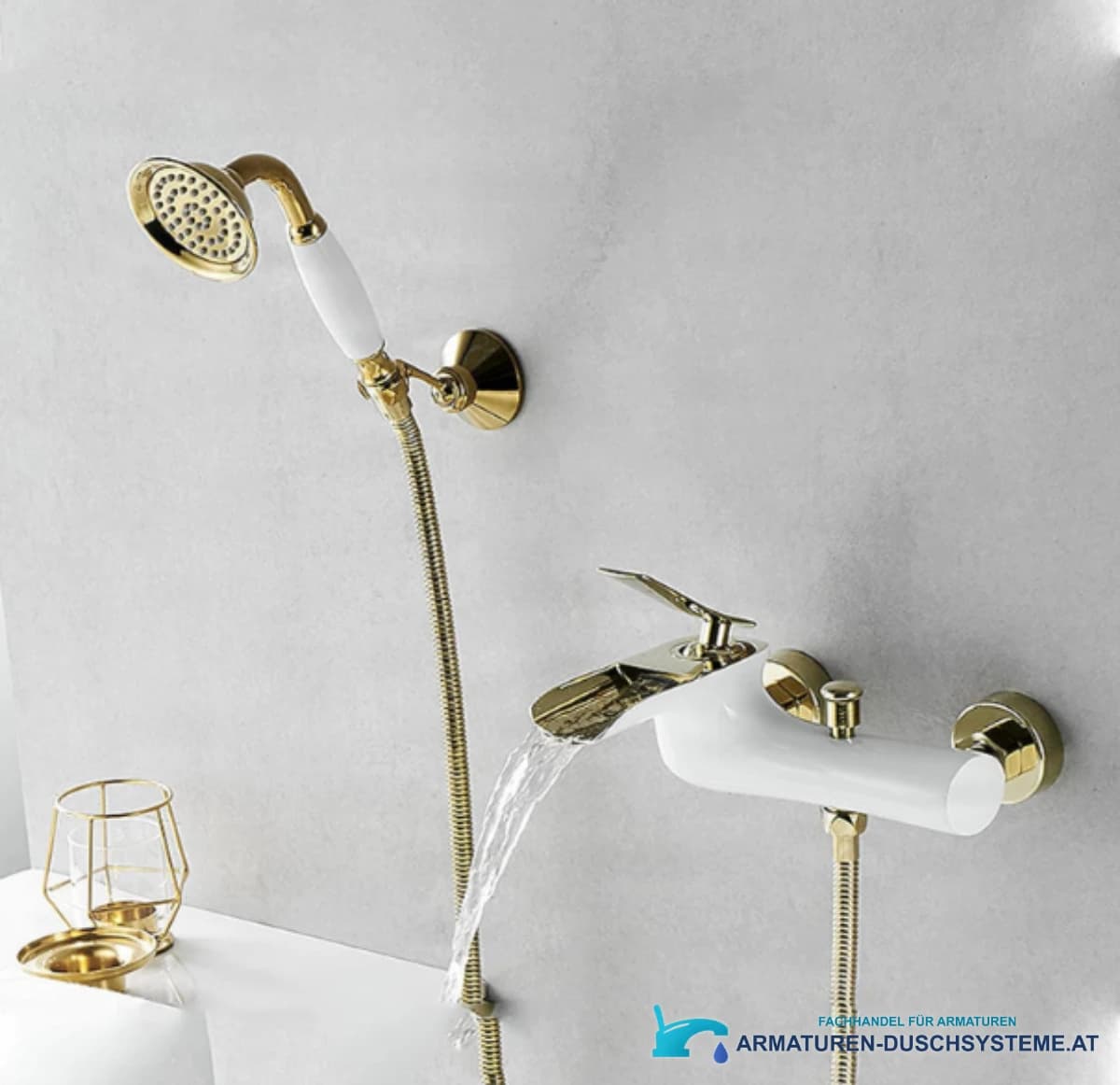 Luxuriöse Badewannenarmatur ELITE EDITION BBT1303 in glänzendem Weiß und Gold