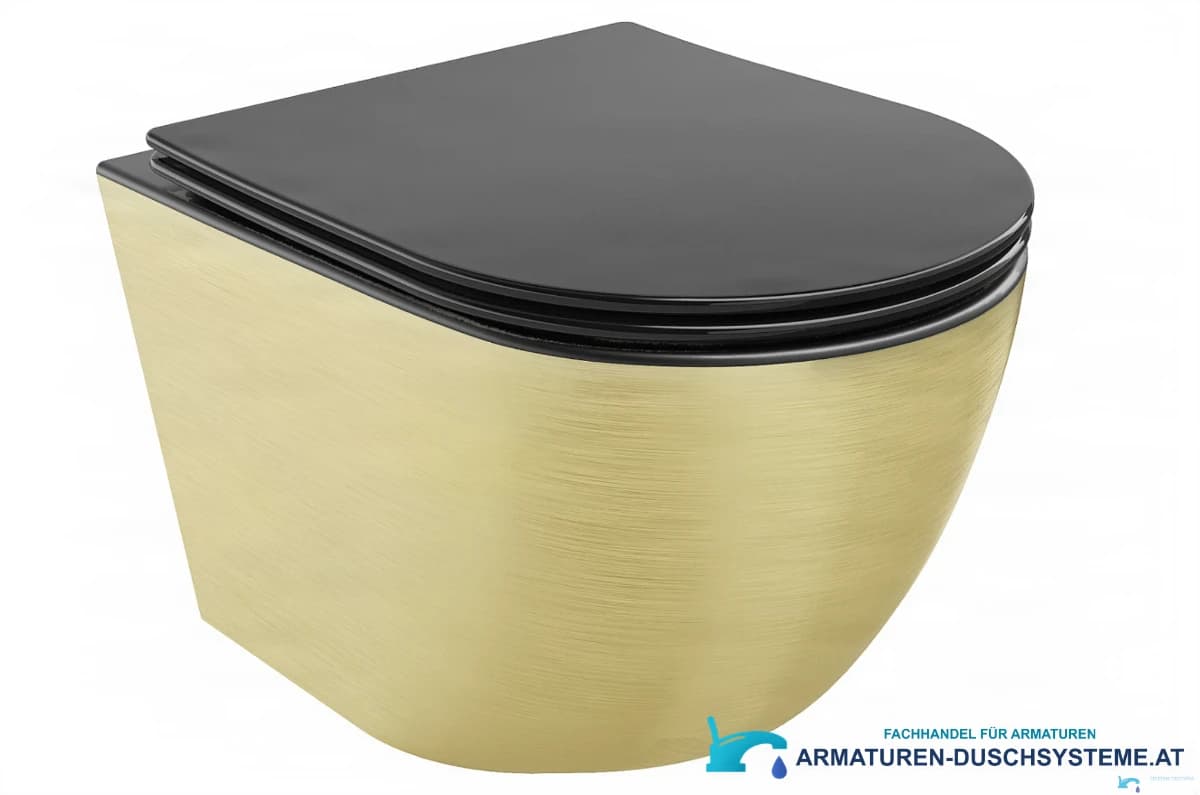 Toilette DELUXE TO1699 in gebürsteter Goldoptik mit schwarzem Sitz