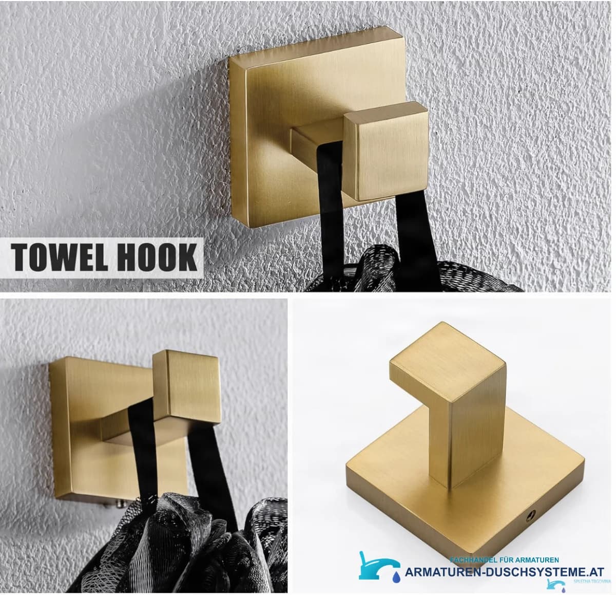 Badaccessoires-Set EYN BA1214 zur Wandmontage aus Edelstahl in gebürstetem Gold