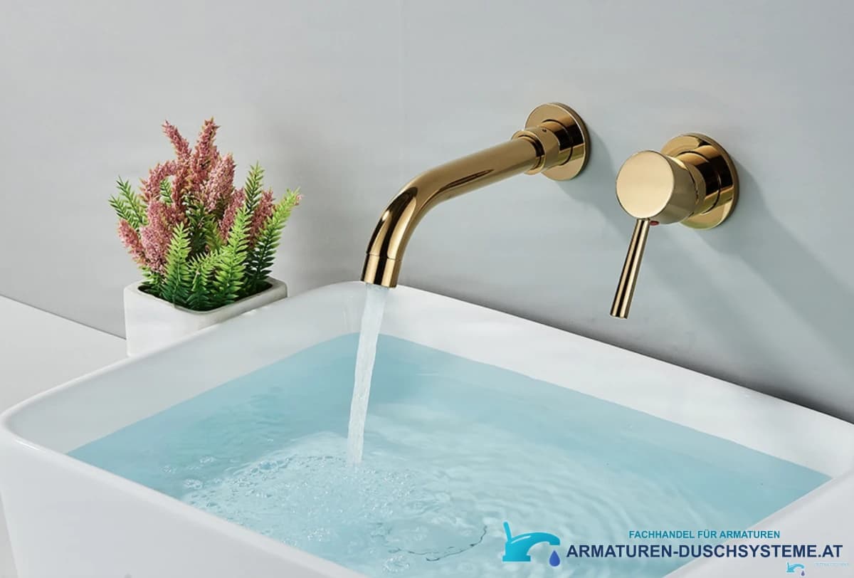Goldene Wandarmatur für Waschbecken SG1520 in hochglänzender Ausführung