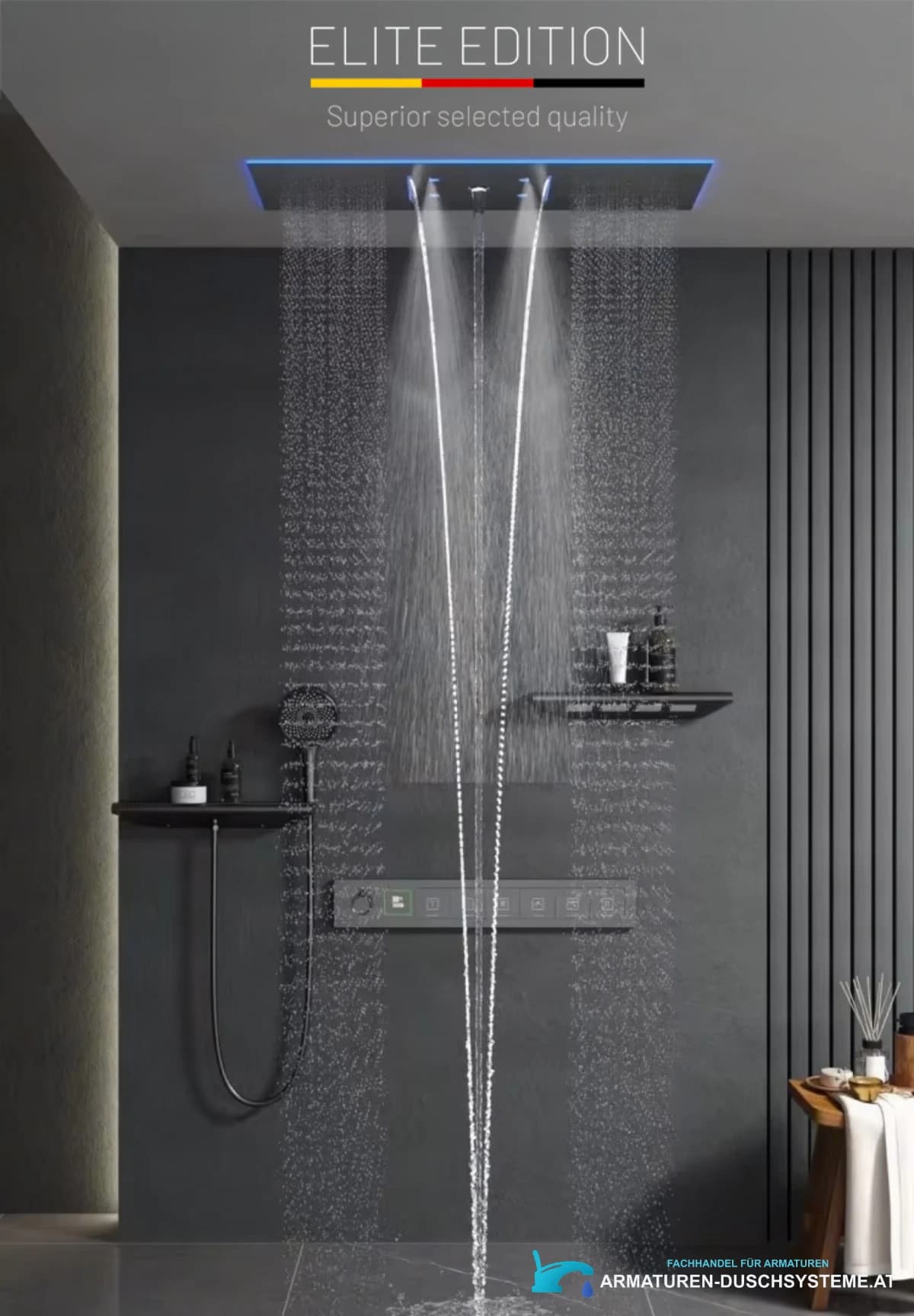 Luxuriöses Unterputz-Duschsystem mit 6 Funktionen BCS1045 in Mattschwarz
