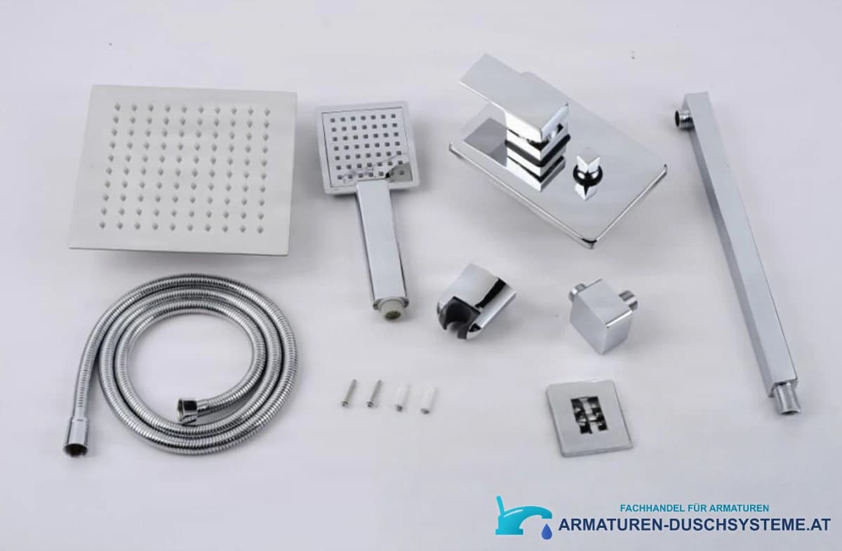 Unterputz-Duschsystem mit quadratischem Duschkopf PT94731 in Chrom