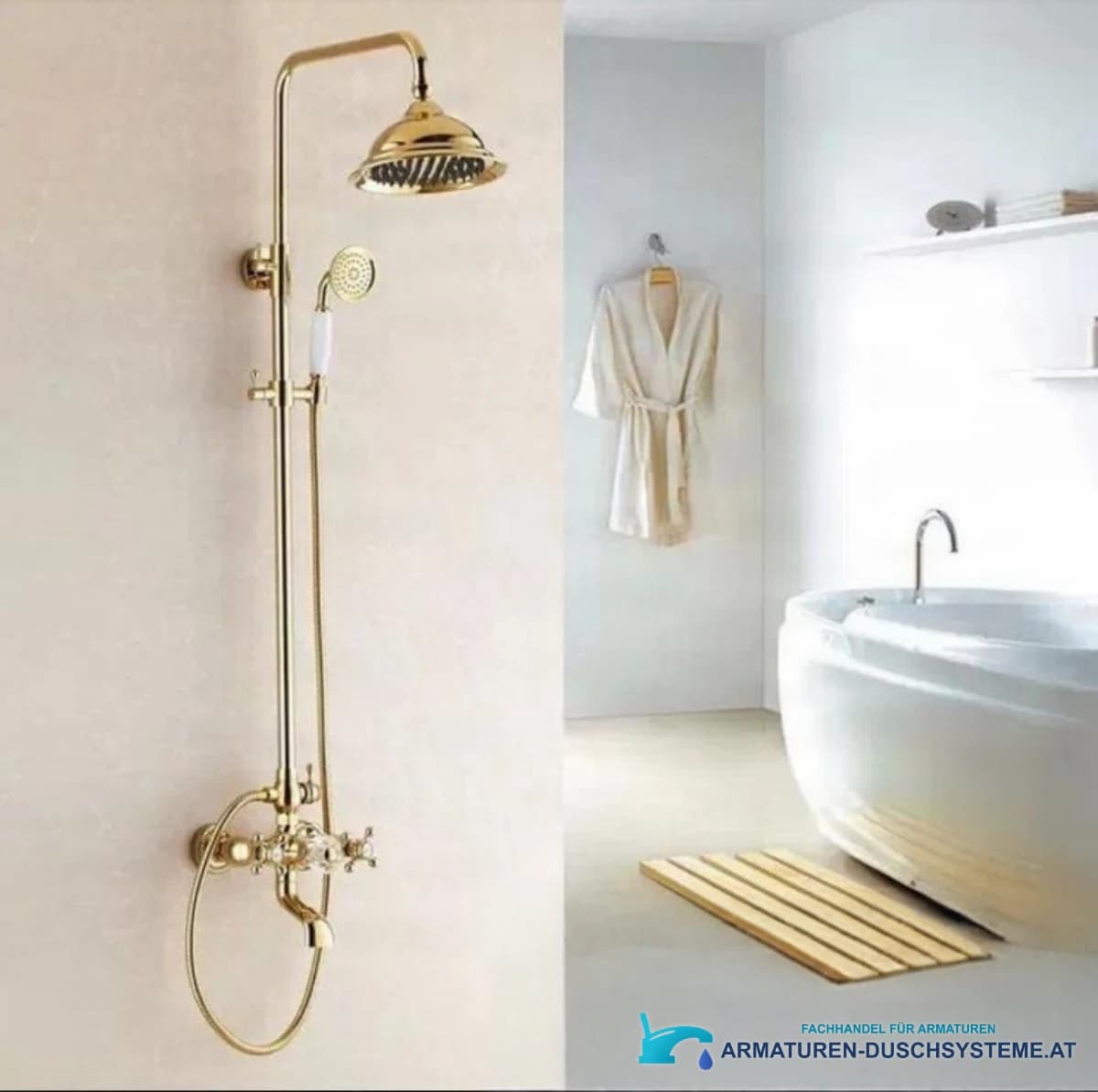 Duschpaneel mit glockenförmigem Brausekopf NTG87262 in glänzendem Gold