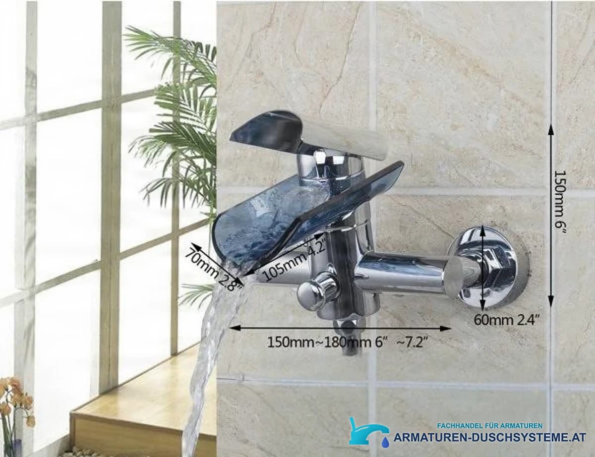 Wandarmatur für die Badewanne mit Wasserfallauslauf SK5549 in poliertem Chrom