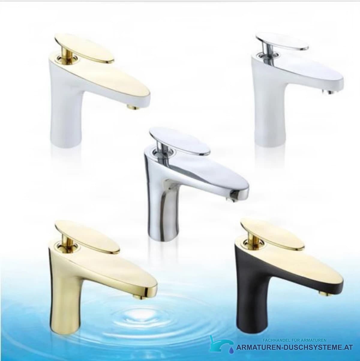 Bad- und Sanitärarmatur KP2353 in Weiß-Gold, Weiß-Chrom, Chrom, Gold und Schwarz-Gold