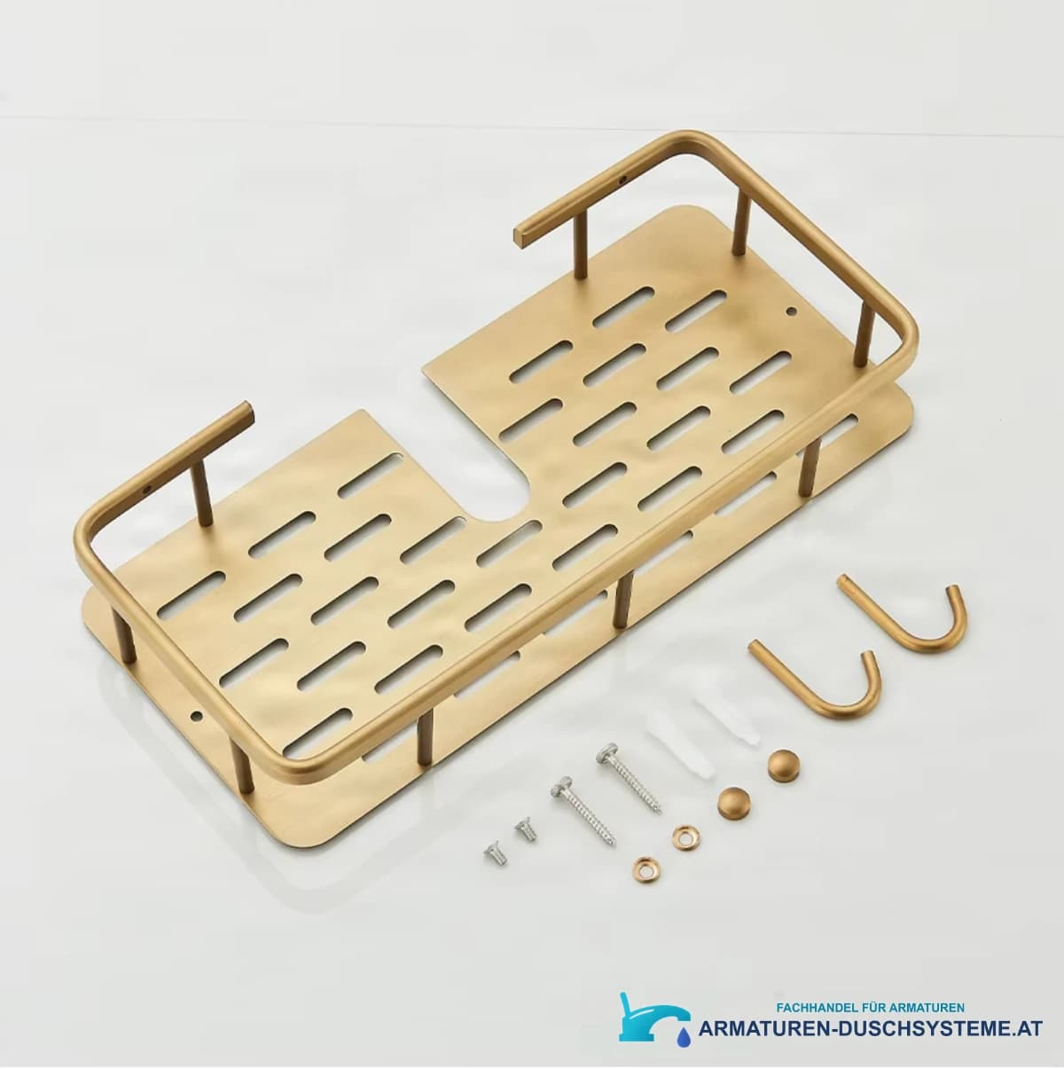 Aufputz-Duschsystem BSE1241 — passende Duschablage mit Haken und Montagematerial