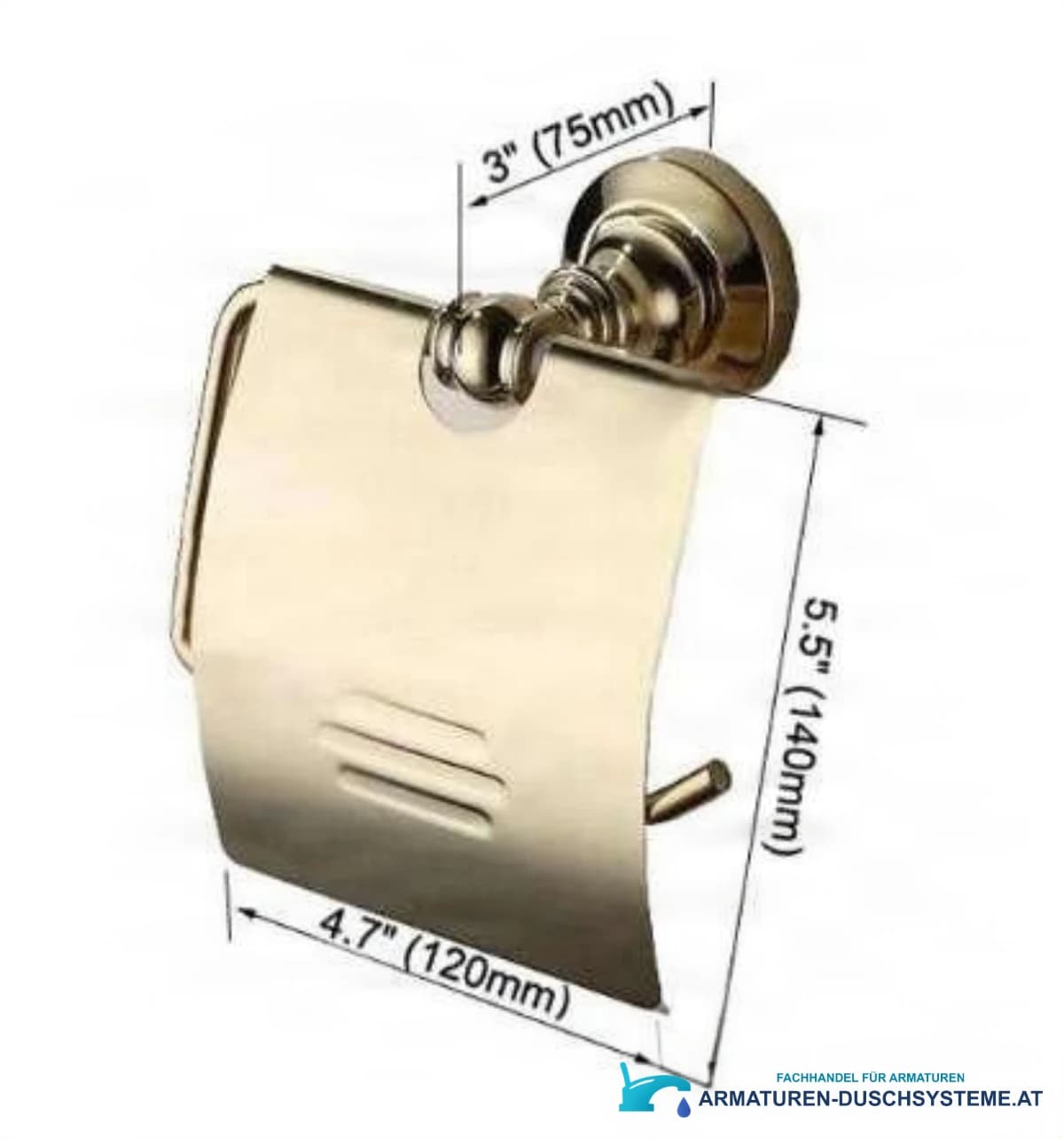 Goldener Toilettenpapierhalter woo-15049 mit Abdeckung in gebürsteter Optik