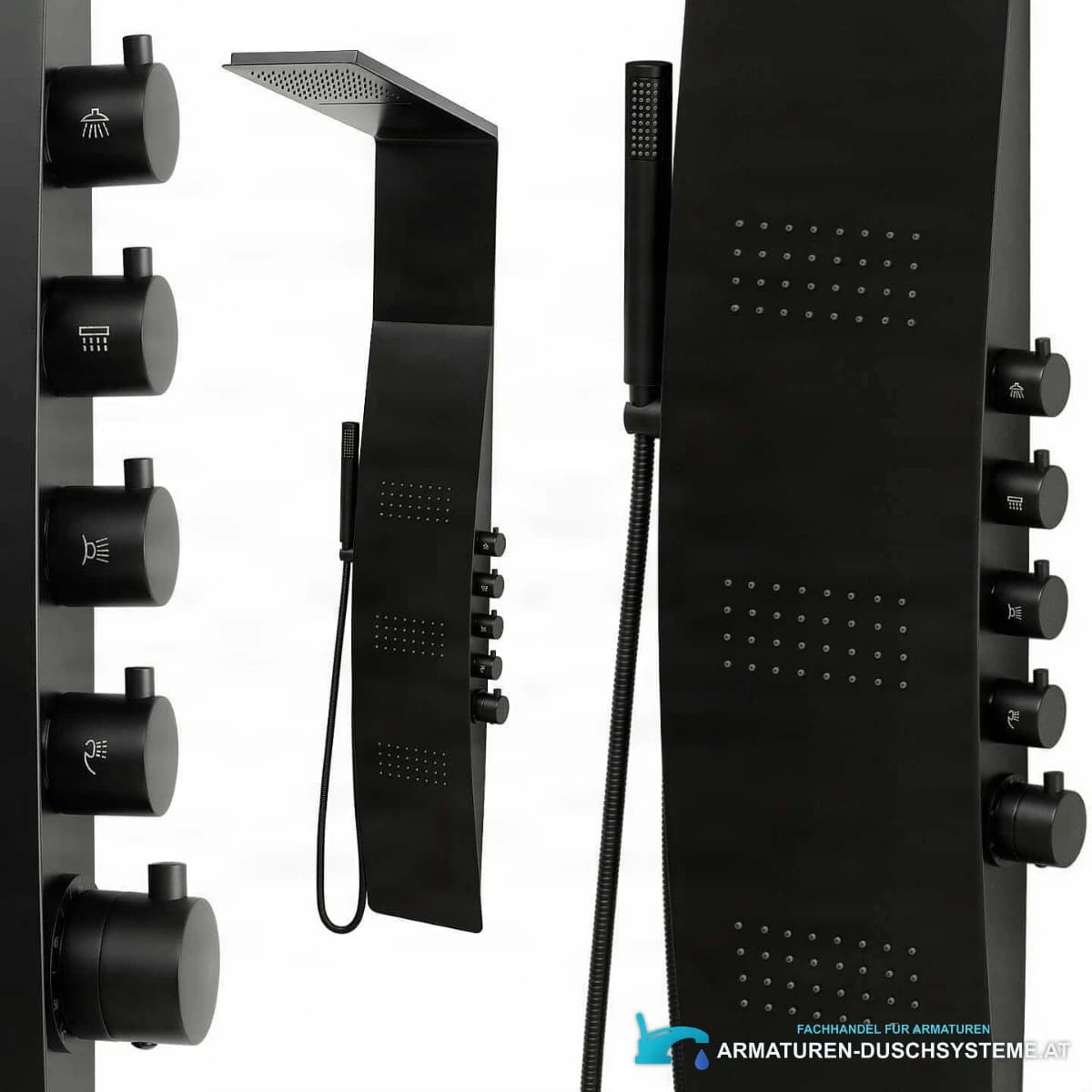 Thermostatisches Duschpaneel ELITE SP1058 – schwarze Ausführung mit Kopf- und Handbrause