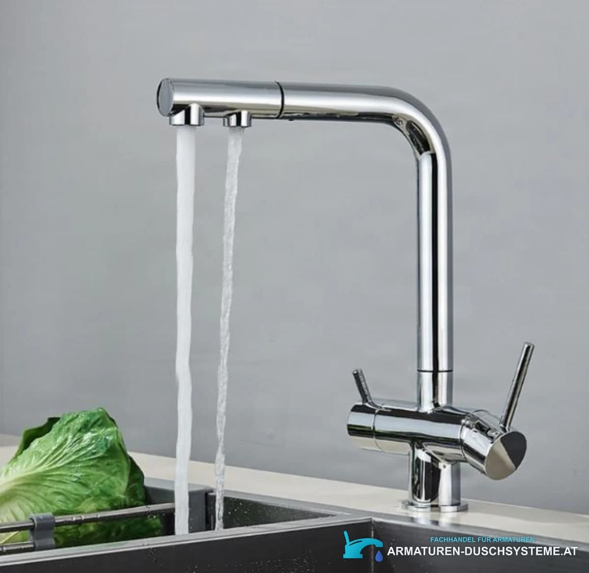 Küchenarmatur für Filteranschluss KA1651 in Chrom mit zwei Wasserstrahlen