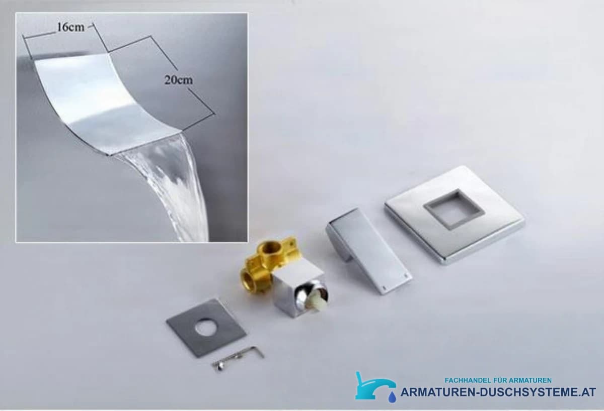 Unterputz-Duschsystem mit Wasserfallfunktion PT61219 in gebürsteter Silberoptik