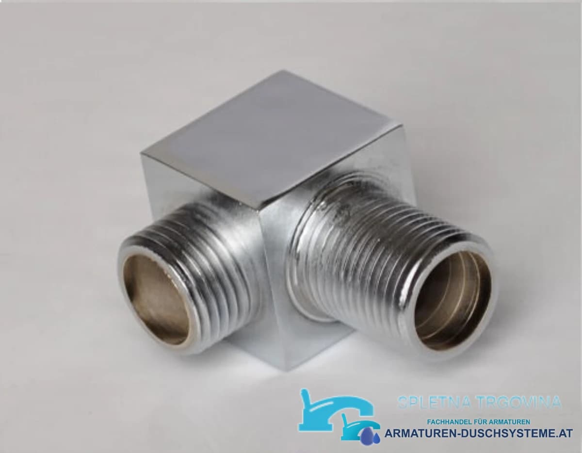 Detail des verchromten Winkelanschlusses für das Unterputz-Duschsystem PT62253