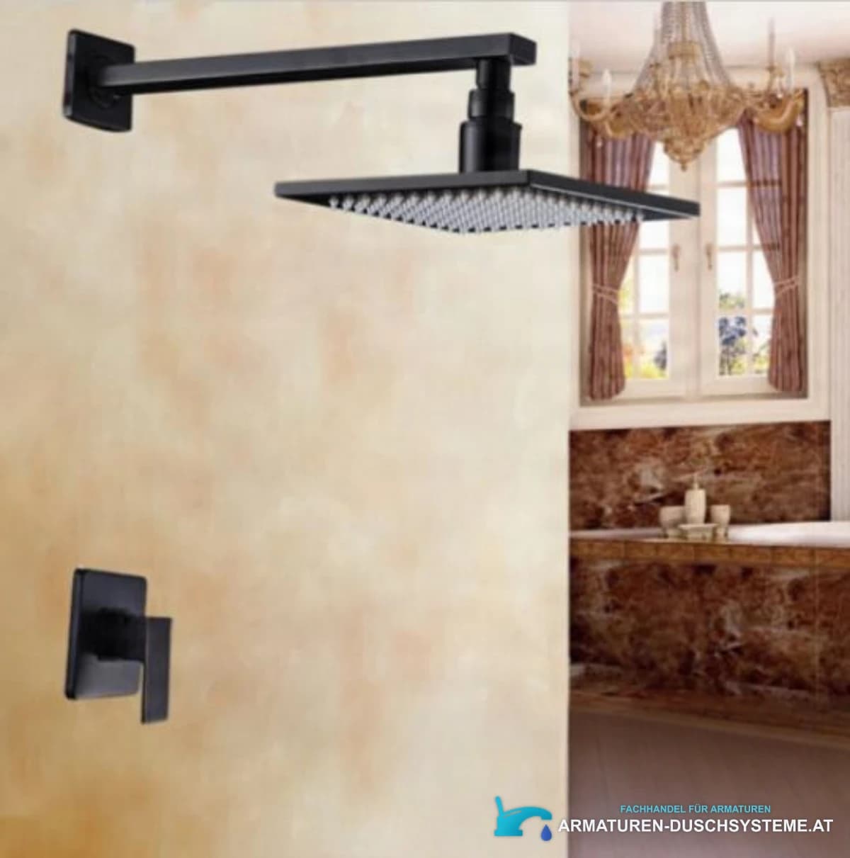 Schwarzes Unterputz-Duschsystem mit Regendusche PT79456 in mattem Schwarz