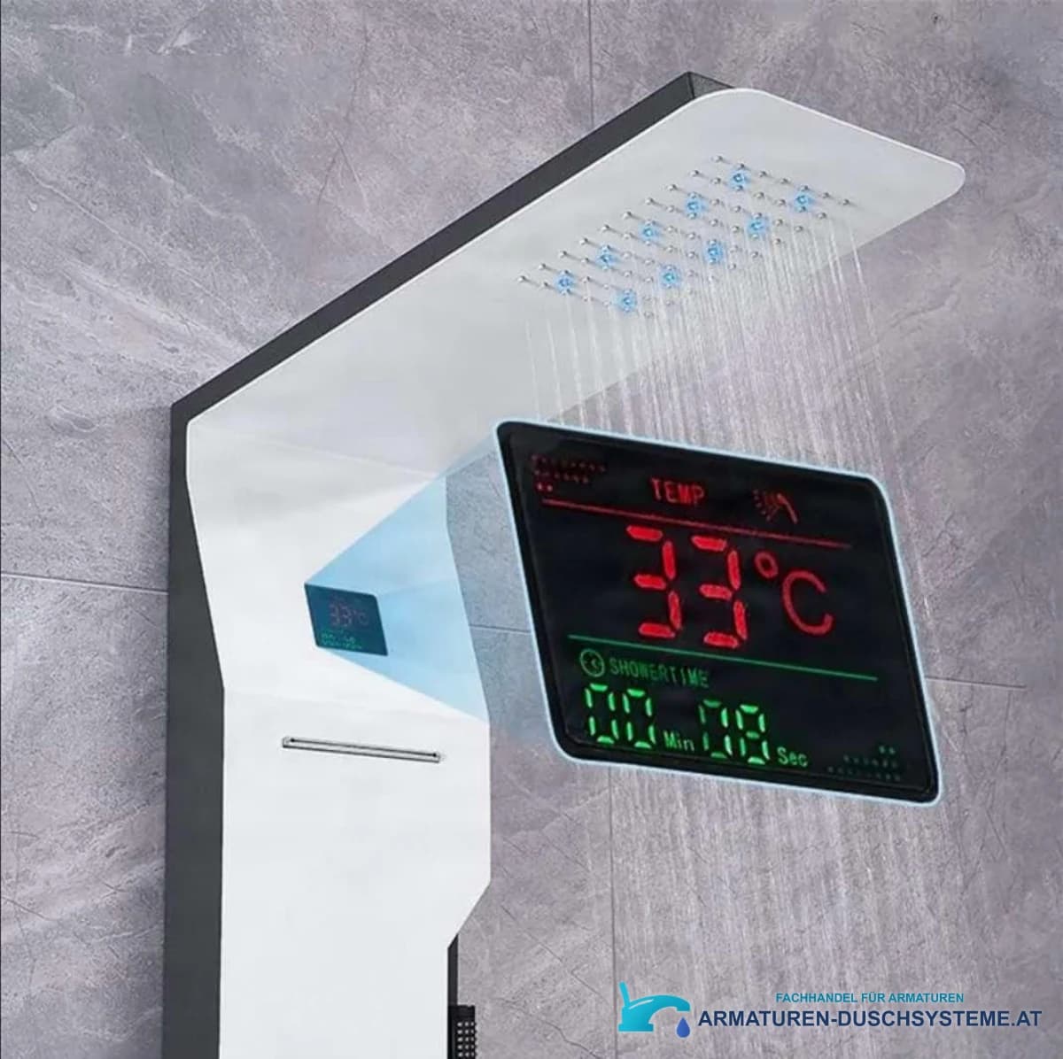 Detail der Digitalanzeige am Duschpaneel ELITE EDITION DELUX BSP1412