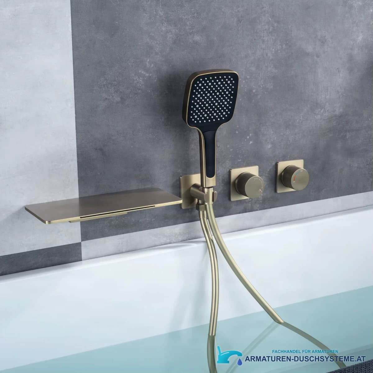 Unterputz-Badewannenarmatur ELITE EDITION BSC1669 mit LED in Champagnergold gebürstet