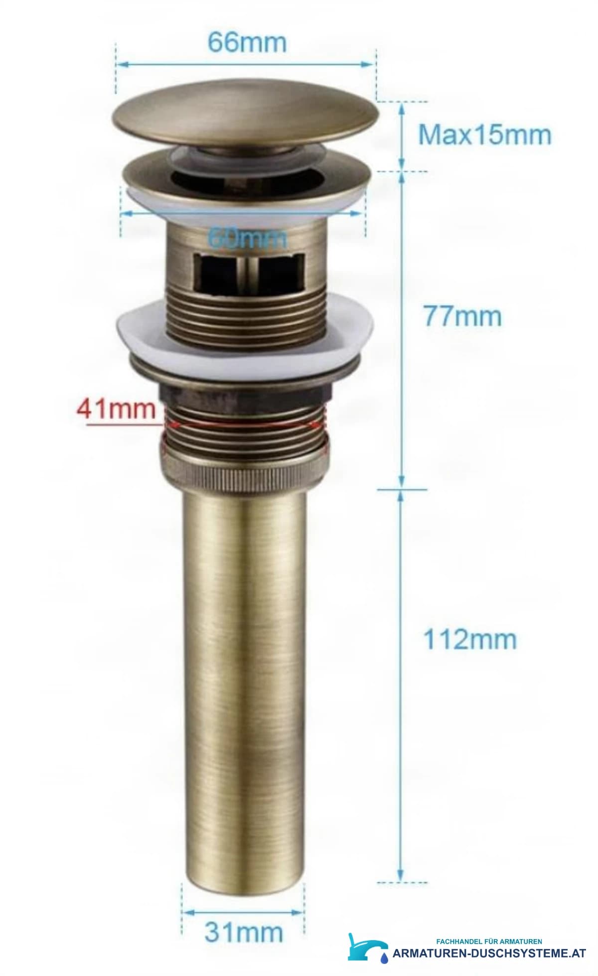 Antiker Pop-up-Ablauf AP1005 in gebürsteter Bronze